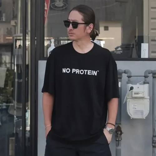 NO COFFEEコラボオーバーサイズコットンストレッチTシャツ（BK）